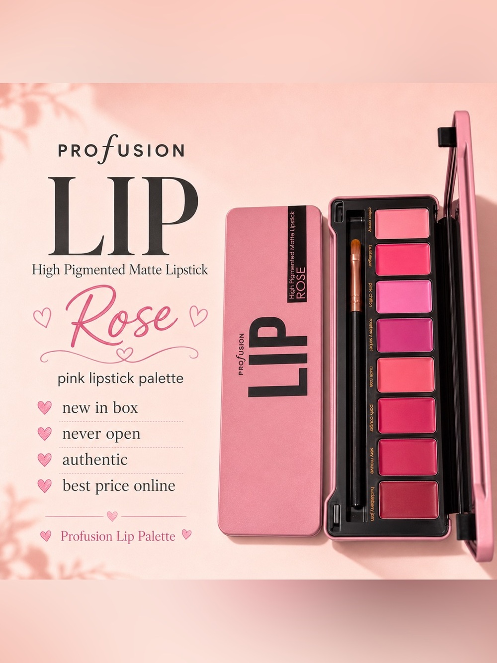 Profusion Cosmetics Rose Pink Lip Palette - Soft Rose Tones ✨ NIB • NWT • 💖